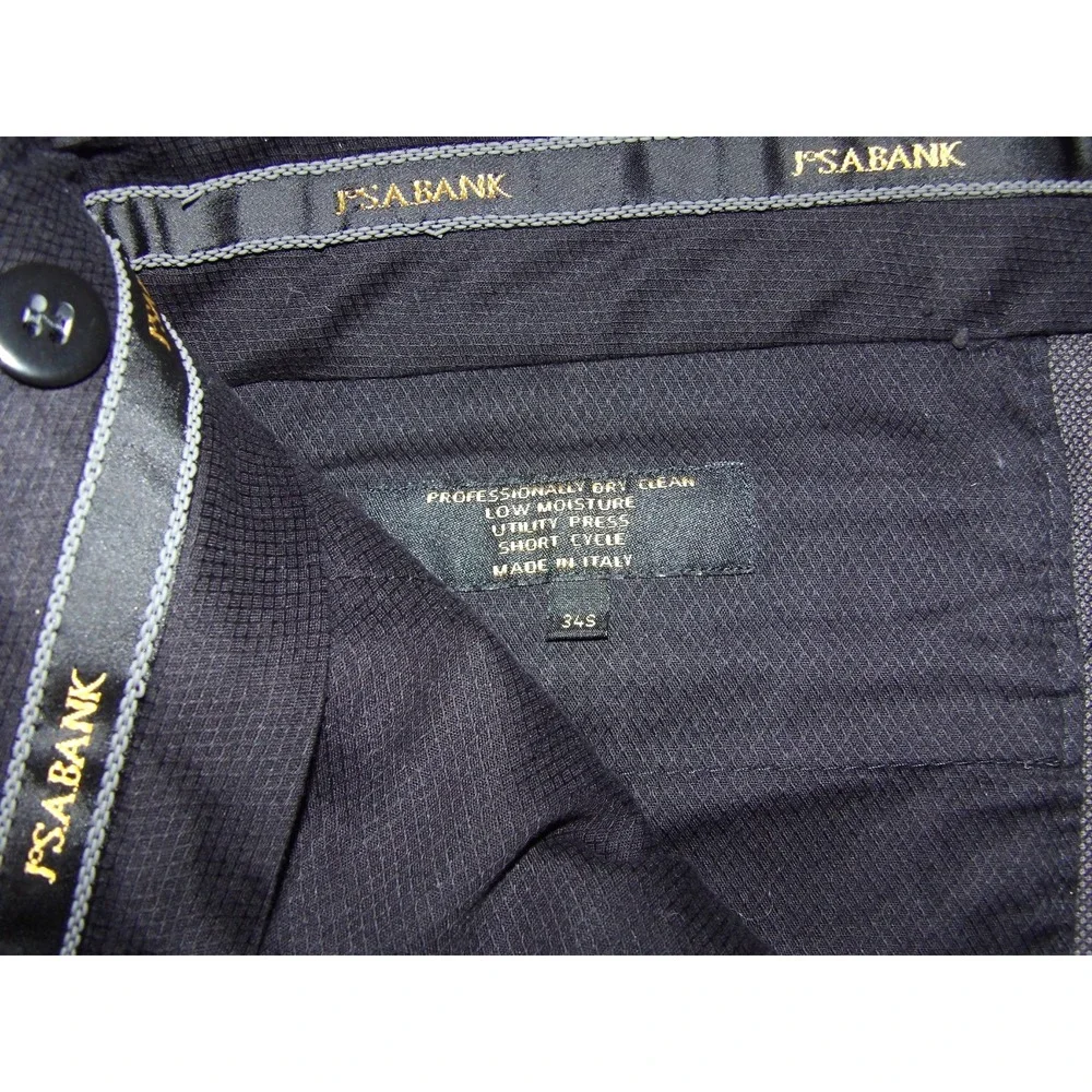 Jos. A. Bank 100% Wool 2 Piece Suit Gray 42R Jacket & 34 X 28 Pleated Pants